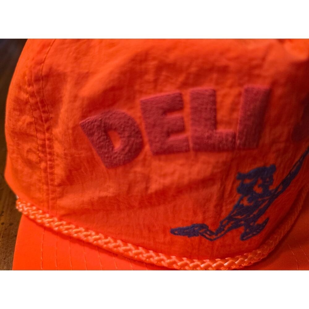 VTG Neon Orange Deli 300 (Closed Las Vegas Deli) Rope Strap Back Nissan Hat NOS - Picture 2 of 5